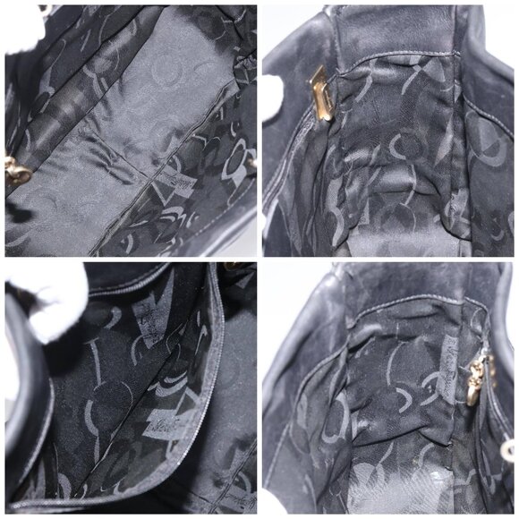 Salvatore Ferragamo Shoulder Bag Leather Black Gold Auth hk2043 - Picture 12 of 13